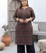Black  pure cotton printed kurti for women
