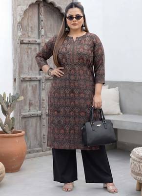 Black  pure cotton printed kurti for women 3