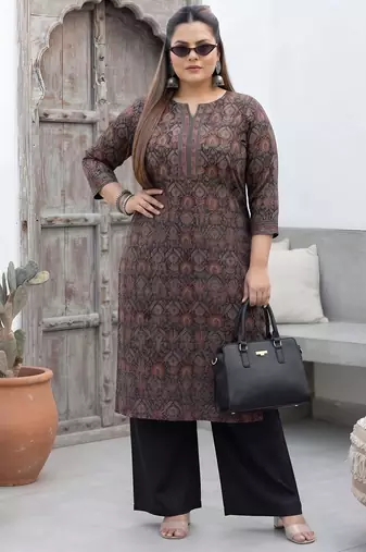 Black  pure cotton printed kurti for women