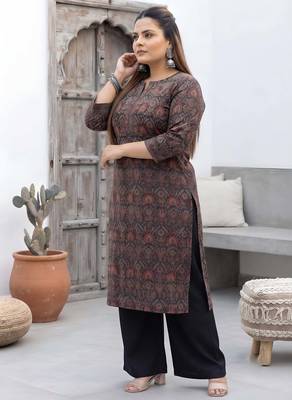 Black  pure cotton printed kurti for women 4