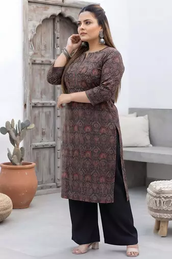 Black  pure cotton printed kurti for women