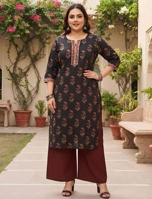 Black  pure cotton printed kurti for women 1