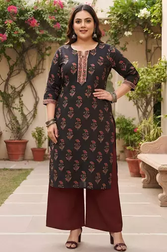 Black  pure cotton printed kurti for women