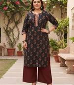 Black  pure cotton printed kurti for women