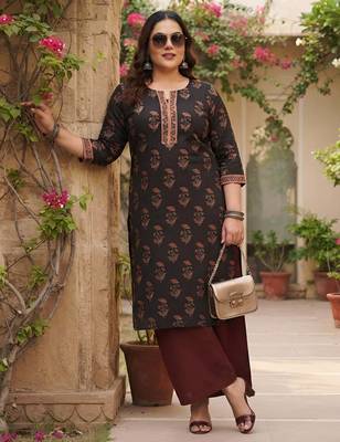Black  pure cotton printed kurti for women 3