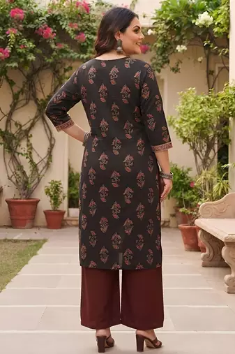 Black  pure cotton printed kurti for women