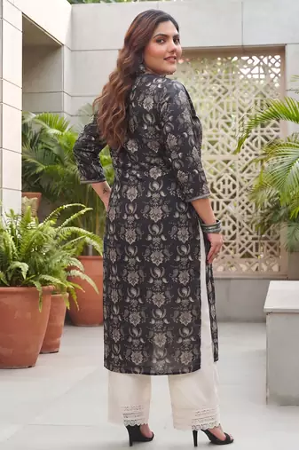 Black  pure cotton printed kurti for women