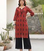 Maroon  pure cotton printed kurti for women