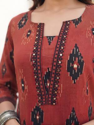Maroon  pure cotton printed kurti for women 2