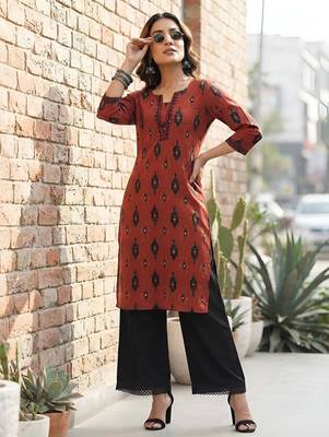 Maroon  pure cotton printed kurti for women 4