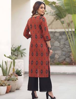 Maroon  pure cotton printed kurti for women 5