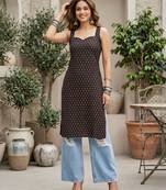 Black  pure cotton printed kurti for women