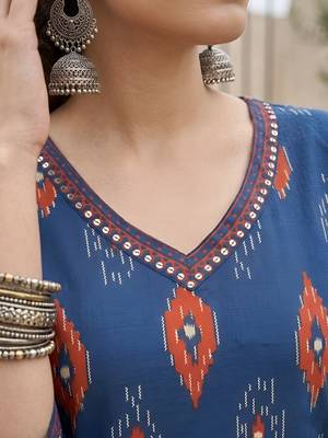Blue  pure cotton printed kurti for women 2