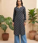 Black  pure cotton printed kurti for women