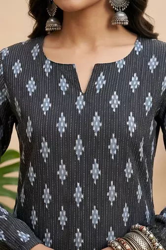Black  pure cotton printed kurti for women