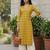 Yellow  pure cotton printed kurti for women