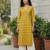 Yellow  pure cotton printed kurti for women