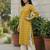 Yellow  pure cotton printed kurti for women