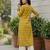 Yellow  pure cotton printed kurti for women