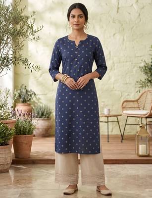 Blue  viscose rayon printed kurti for women 1
