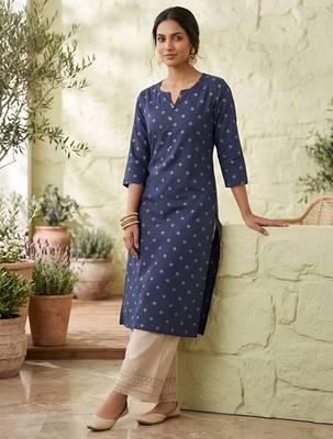 Blue  viscose rayon printed kurti for women 3