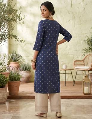 Blue  viscose rayon printed kurti for women 4