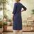 Blue  viscose rayon printed kurti for women