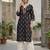 Black  pure cotton printed kurti for women