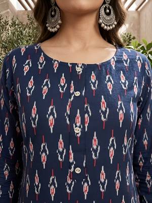 Blue  pure cotton printed kurti for women 3