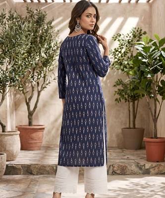 Blue  pure cotton printed kurti for women 5