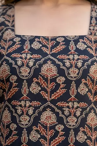 Black  pure cotton printed kurti for women