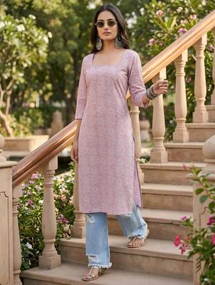 Purple  pure cotton printed kurti for women 1