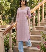 Purple  pure cotton printed kurti for women
