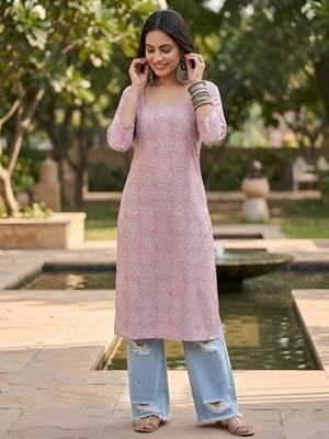 Purple  pure cotton printed kurti for women 2