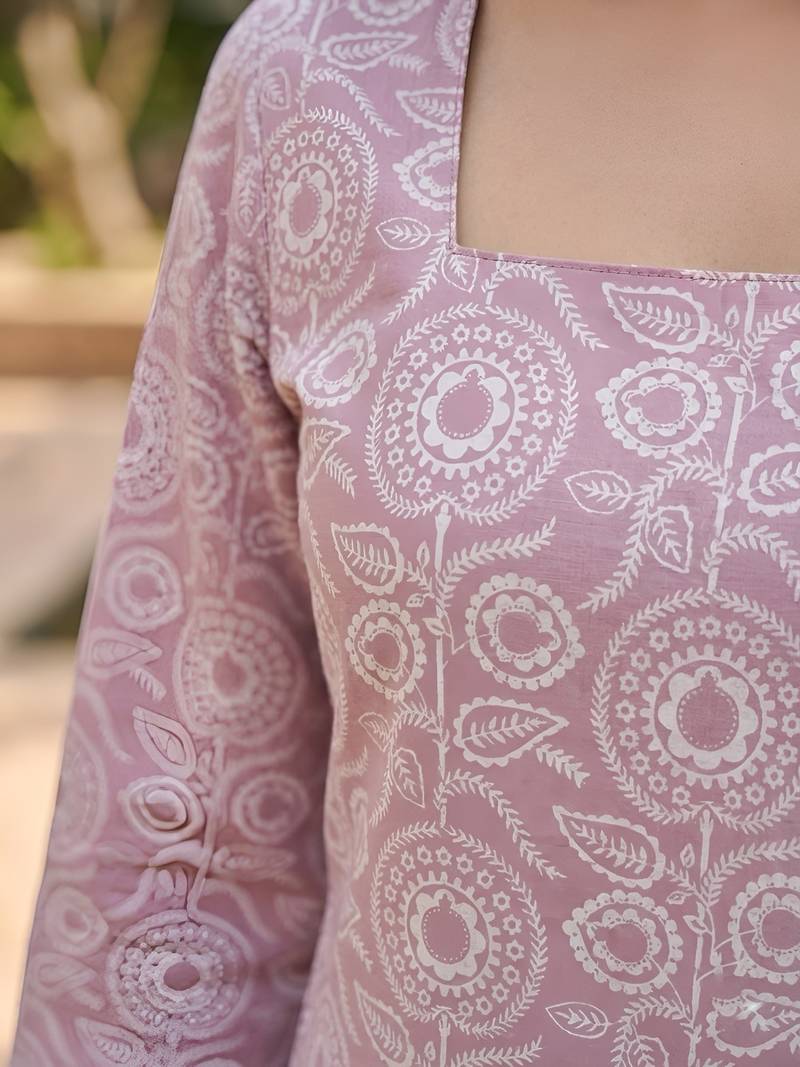 Purple  pure cotton printed kurti for women