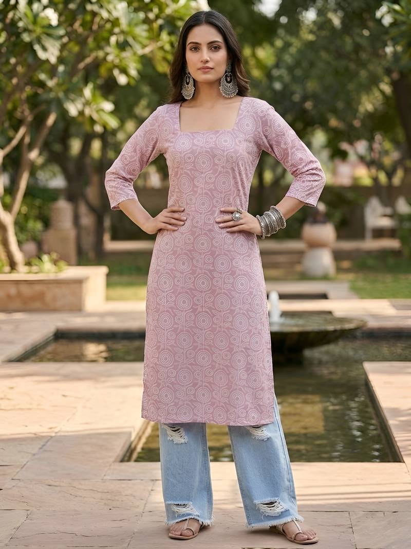 Purple  pure cotton printed kurti for women