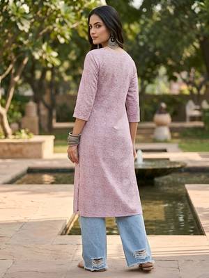 Purple  pure cotton printed kurti for women 5
