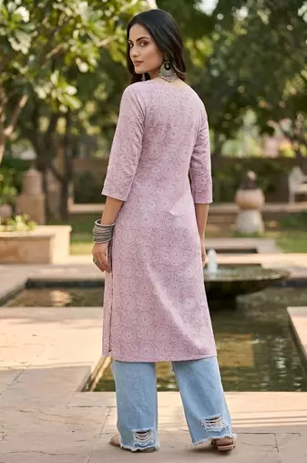 Purple  pure cotton printed kurti for women