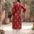 Red  pure cotton printed kurti for women