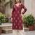 Maroon  pure cotton printed kurti for women