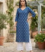 Blue  pure cotton printed kurti for women