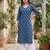 Blue  pure cotton printed kurti for women