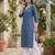 Blue  pure cotton printed kurti for women