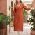 Rust  pure cotton printed kurti for women