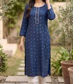 Blue  pure cotton printed kurti for women