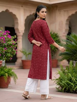 Maroon  pure cotton printed kurti for women 4