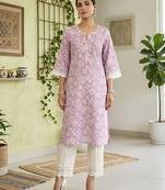 Purple  pure cotton printed kurti for women