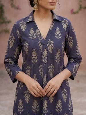 Purple  pure cotton printed kurti for women 2
