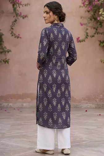 Purple  pure cotton printed kurti for women