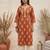 Rust  pure cotton printed kurti for women